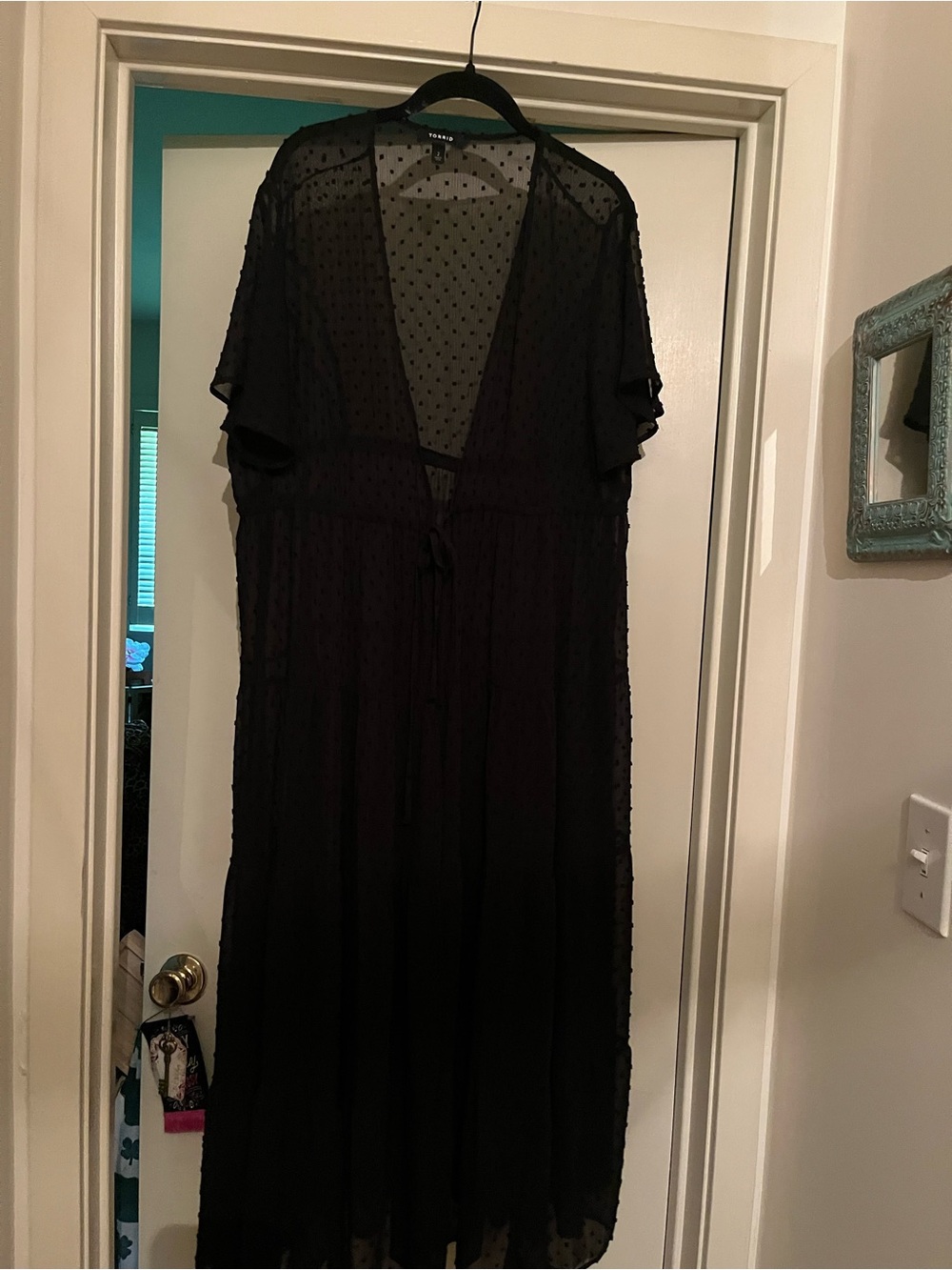 torrid Black Sheer Polka Dot Maxi Cover-Up, 2x